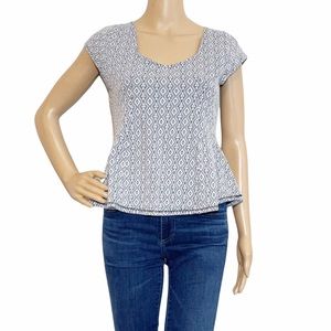 Anthropologie Blue and White Patterned Blouse